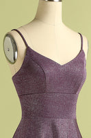 Laden Sie das Bild in den Galerie-Viewer, Lang Satin Trauben Ballkleid mit Schnürung