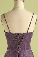 Laden Sie das Bild in den Galerie-Viewer, Lang Satin Trauben Ballkleid mit Schnürung