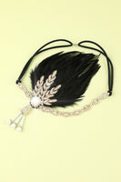 Laden Sie das Bild in den Galerie-Viewer, Schwarz Strass Feder 1920er Flapper Stirnband