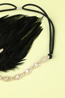 Laden Sie das Bild in den Galerie-Viewer, Schwarz Strass Feder 1920er Flapper Stirnband
