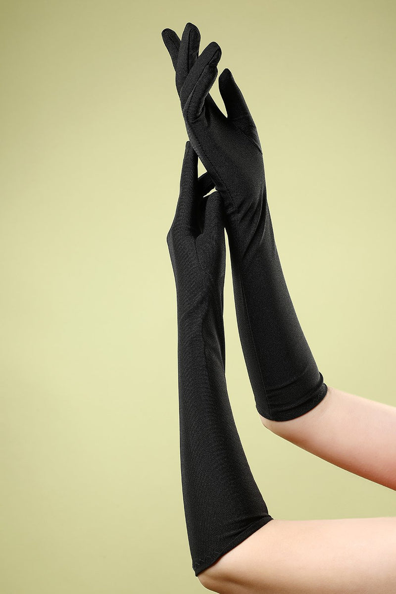 Zapaka Damen Retro Stil Accessories Schwarz 1920er Party Lange Handschuhe – ZAPAKA DE
