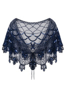 Laden Sie das Bild in den Galerie-Viewer, 1920er Blau Blumen Pailletten Damen Umhänge