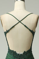 Laden Sie das Bild in den Galerie-Viewer, Meerjungfrau Neckholder Dunkelgrünes Langes Ballkleid mit Applikationen