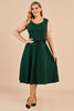 Laden Sie das Bild in den Galerie-Viewer, Dunkelgrün Große Größen Vintage Swing Kleid