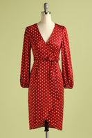 Laden Sie das Bild in den Galerie-Viewer, Burgundy Polka Dots Freizeitkleid