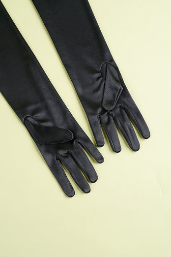 Schwarz 1920er Party Zubehör Handschuhe