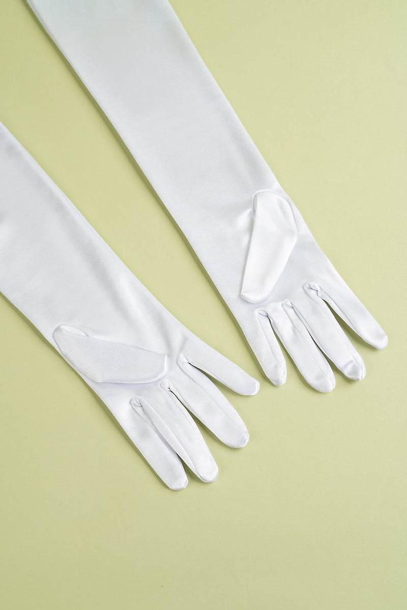 Laden Sie das Bild in den Galerie-Viewer, Weiß 1920er Party Lange Handschuhe