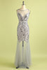 Laden Sie das Bild in den Galerie-Viewer, Silver Paillette Lang Tüll 1920er Kleid