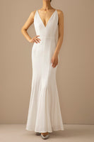 Laden Sie das Bild in den Galerie-Viewer, Mermaid Blau V-Ausschnitt Langes Ballkleid