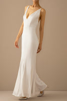 Laden Sie das Bild in den Galerie-Viewer, Mermaid Blau V-Ausschnitt Langes Ballkleid