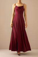 Laden Sie das Bild in den Galerie-Viewer, Burgundy Einfach Langes Brautjungfernkleid Ballkleid