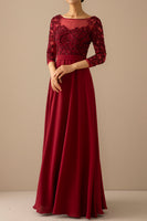 Laden Sie das Bild in den Galerie-Viewer, Burgundy Brautmutterkleid mit Ärmeln