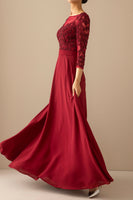 Laden Sie das Bild in den Galerie-Viewer, Burgundy Brautmutterkleid mit Ärmeln