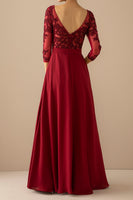 Laden Sie das Bild in den Galerie-Viewer, Burgundy Brautmutterkleid mit Ärmeln