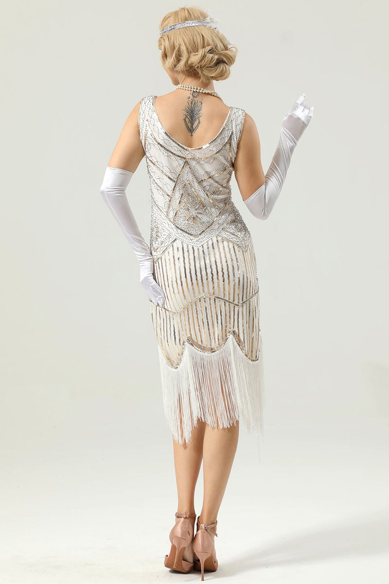 Laden Sie das Bild in den Galerie-Viewer, 1920 Retro Pailletten Fransen Kleid
