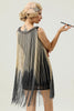 Laden Sie das Bild in den Galerie-Viewer, Rundhals-Schwarz Fransen 1920 Kleid
