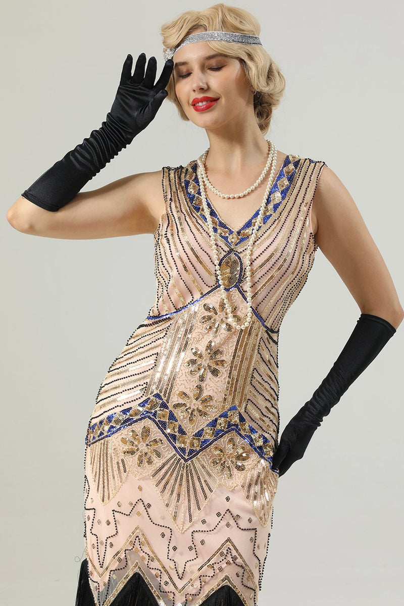 Laden Sie das Bild in den Galerie-Viewer, 1920er Jahre ärmelloses Gatsby Kleid