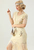 Laden Sie das Bild in den Galerie-Viewer, Aprikosen Strass Pailletten 1920er Jahre Kleid mit Ärmeln