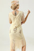 Laden Sie das Bild in den Galerie-Viewer, Aprikosen Strass Pailletten 1920er Jahre Kleid mit Ärmeln