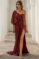 Laden Sie das Bild in den Galerie-Viewer, Eine Schulter Pailletten Ballkleid