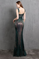 Laden Sie das Bild in den Galerie-Viewer, Gold Meerjungfrau Pailletten V Hals Ballkleid