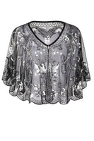 Laden Sie das Bild in den Galerie-Viewer, 1920er Schwarz Funkeln Pailletten Umhänge