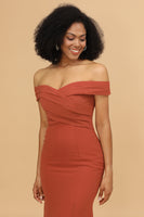 Laden Sie das Bild in den Galerie-Viewer, Terrocotta Meerjungfrau Langes Chiffon Brautjungfer Kleid