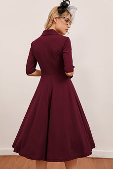 Burgundy Midi Vintage Kleid