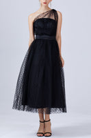 Laden Sie das Bild in den Galerie-Viewer, Schwarz Eine Schulter Partykleid