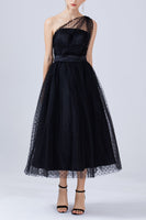 Laden Sie das Bild in den Galerie-Viewer, Schwarz Eine Schulter Partykleid