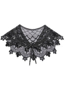 Laden Sie das Bild in den Galerie-Viewer, 1920er Schwarzes Blumen Pailletten Damen Umhänge