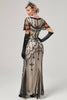 Laden Sie das Bild in den Galerie-Viewer, Schwarzes rosa Paillettenkleid aus den 1920er Jahren