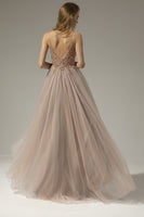 Laden Sie das Bild in den Galerie-Viewer, V-Ausschnitt Langes Ballkleid mit Schlitz