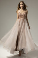 Laden Sie das Bild in den Galerie-Viewer, V-Ausschnitt Langes Ballkleid mit Schlitz