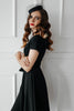 Laden Sie das Bild in den Galerie-Viewer, Schwarzes Vintage Kleid 1950er Jahren mit Ärmeln