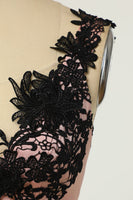 Laden Sie das Bild in den Galerie-Viewer, Scheide V Ausschnitt Schwarz Nud Knielänge Partykleid