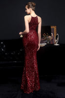 Laden Sie das Bild in den Galerie-Viewer, Silber Neckholder Pailletten Partykleid