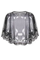 Laden Sie das Bild in den Galerie-Viewer, 1920er Schwarz Funkeln Pailletten Umhänge