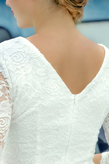 Weißes Formelles Kleid mit 3/4 Ärmeln