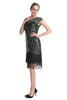 Laden Sie das Bild in den Galerie-Viewer, Dunkelgrün Pailletten 1920er Jahre Kleid