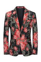 Laden Sie das Bild in den Galerie-Viewer, Herrenblazer mit rosa Blumen Jacquard und gekerbtem Revers