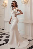 Laden Sie das Bild in den Galerie-Viewer, Eine Schulter Meerjungfrau Burgund Ballkleid