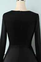 Laden Sie das Bild in den Galerie-Viewer, Plaid 1950er Jahre Kleid mit langen Ärmeln