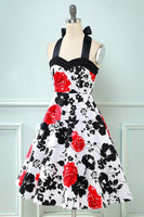 Laden Sie das Bild in den Galerie-Viewer, Retro Neckholder gedruckt Vintage Kleid