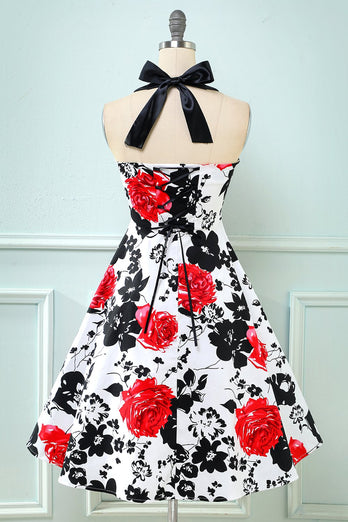 Retro Neckholder gedruckt Vintage Kleid