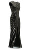 Laden Sie das Bild in den Galerie-Viewer, Schwarz Mermaid 1920er Pailletten Flapper Kleid