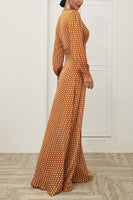 Laden Sie das Bild in den Galerie-Viewer, Gelb Polka Dots Langärmliges böhmisches Kleid