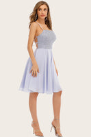 Laden Sie das Bild in den Galerie-Viewer, Graues Strass kurzes Abiballkleid