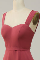 Laden Sie das Bild in den Galerie-Viewer, Herzausschnitt ärmelloses langes Brautjungfernkleid mit Schlitz