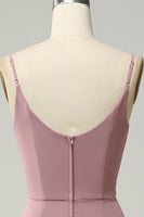 Laden Sie das Bild in den Galerie-Viewer, Spaghetti Träger A Linie ärmelloses langes Brautjungfernkleid